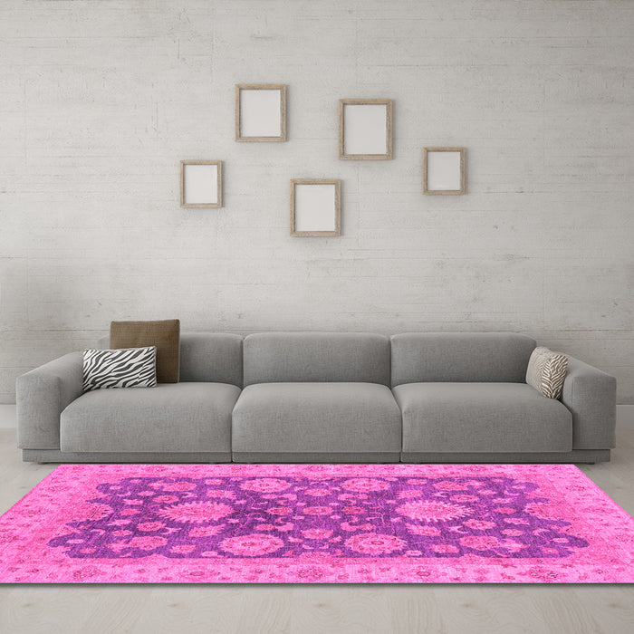 Machine Washable Abstract Pink Modern Rug in a Living Room, wshabs3576pnk