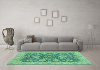 Machine Washable Abstract Turquoise Modern Rug, wshabs3576turq