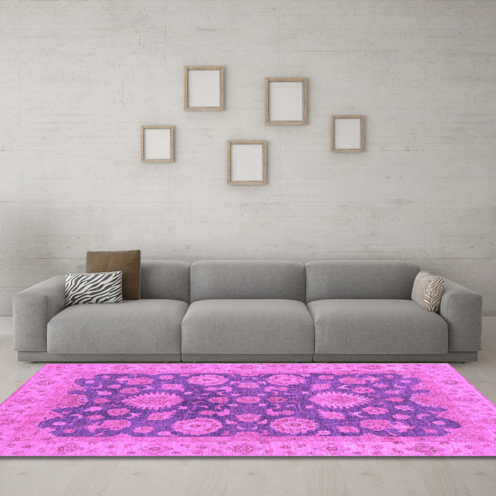 Machine Washable Abstract Purple Modern Area Rugs in a Living Room, wshabs3576pur
