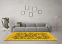 Machine Washable Abstract Yellow Modern Rug, wshabs3576yw