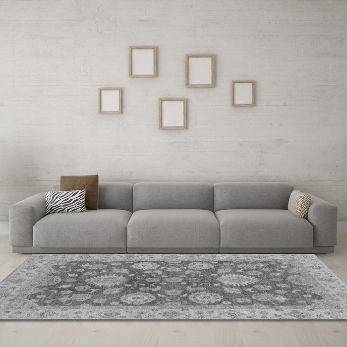 Machine Washable Abstract Gray Modern Rug in a Living Room,, wshabs3576gry