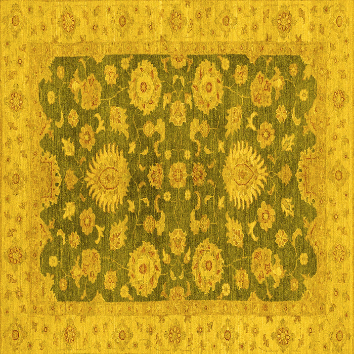 Square Machine Washable Abstract Yellow Modern Rug, wshabs3576yw