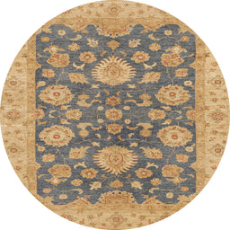 Round Machine Washable Abstract Orange Rug, wshabs3576