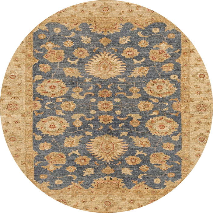 Round Machine Washable Abstract Orange Rug, wshabs3576