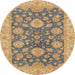 Round Machine Washable Abstract Orange Rug, wshabs3576