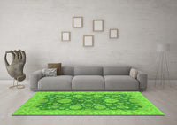 Machine Washable Abstract Green Modern Rug, wshabs3576grn