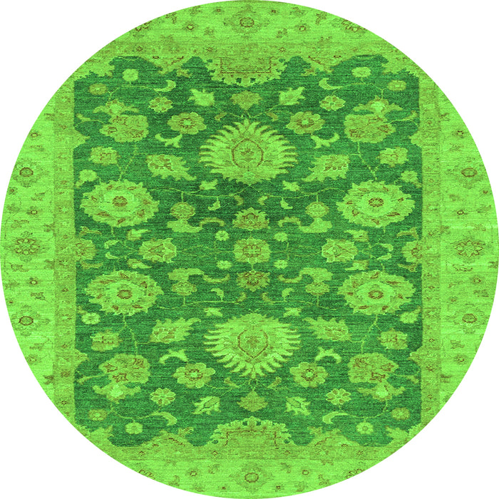 Round Machine Washable Abstract Green Modern Area Rugs, wshabs3576grn