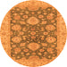 Round Abstract Orange Modern Rug, abs3576org