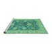 Sideview of Machine Washable Abstract Turquoise Modern Area Rugs, wshabs3576turq