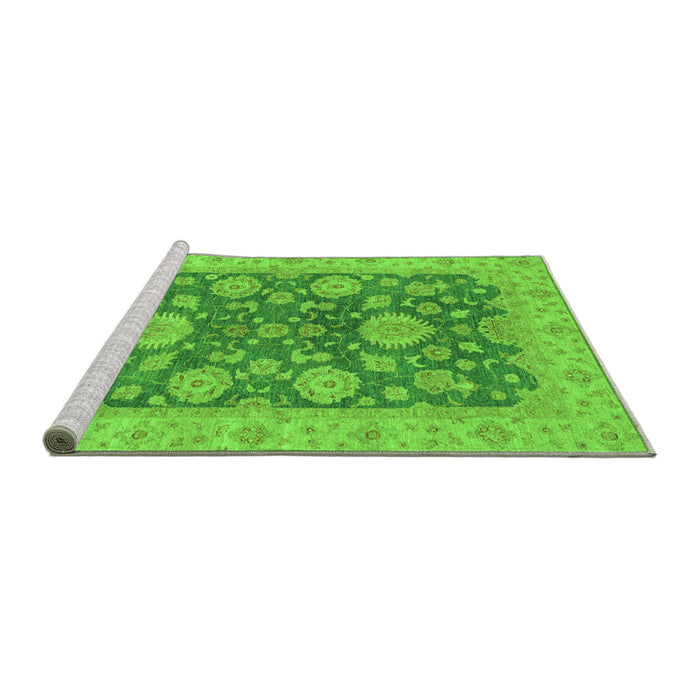 Sideview of Machine Washable Abstract Green Modern Area Rugs, wshabs3576grn