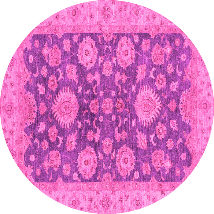 Round Abstract Pink Modern Rug, abs3576pnk