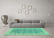 Machine Washable Abstract Turquoise Modern Area Rugs in a Living Room,, wshabs3577turq