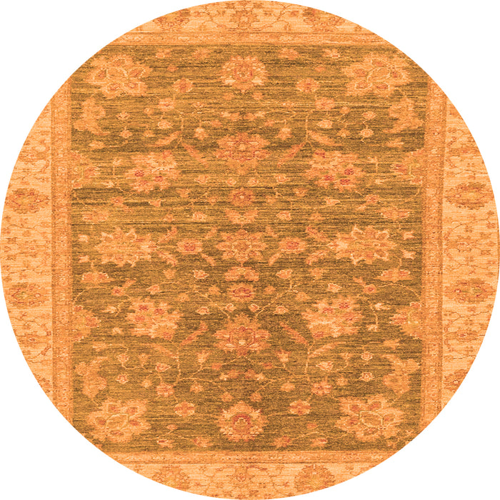Round Abstract Orange Modern Rug, abs3577org