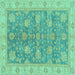 Square Abstract Turquoise Modern Rug, abs3577turq