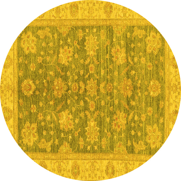Round Machine Washable Abstract Yellow Modern Rug, wshabs3577yw