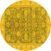 Round Machine Washable Abstract Yellow Modern Rug, wshabs3577yw