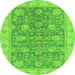 Round Machine Washable Abstract Green Modern Area Rugs, wshabs3577grn