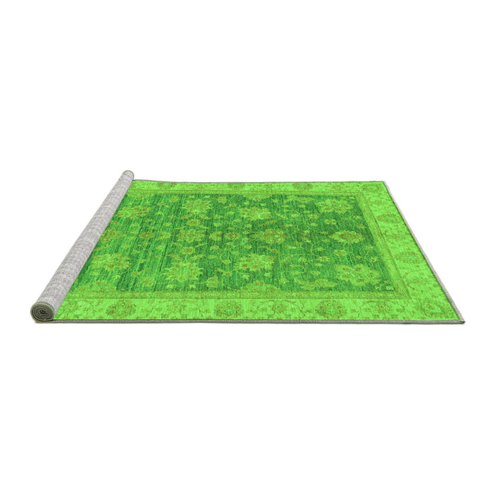 Sideview of Machine Washable Abstract Green Modern Area Rugs, wshabs3577grn