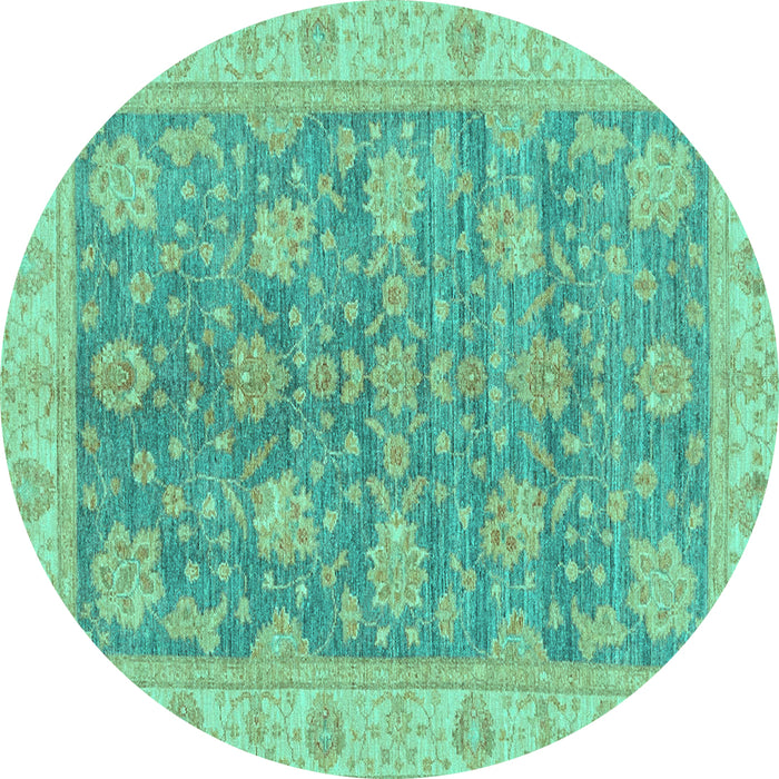 Round Machine Washable Abstract Turquoise Modern Area Rugs, wshabs3577turq