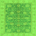 Square Machine Washable Abstract Green Modern Area Rugs, wshabs3577grn