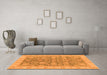 Machine Washable Abstract Orange Modern Area Rugs in a Living Room, wshabs3577org