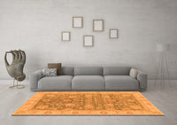 Machine Washable Abstract Orange Modern Rug, wshabs3577org