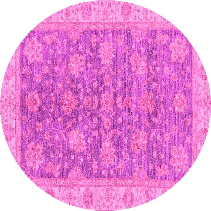 Round Machine Washable Abstract Pink Modern Rug, wshabs3577pnk