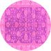 Round Machine Washable Abstract Pink Modern Rug, wshabs3577pnk