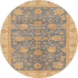 Round Abstract Orange Brown Modern Rug, abs3577