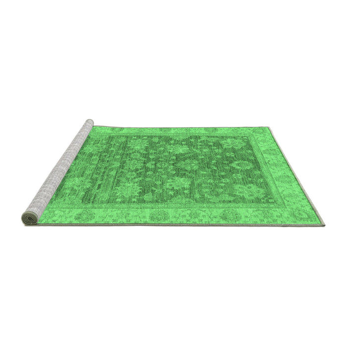 Sideview of Machine Washable Abstract Emerald Green Modern Area Rugs, wshabs3577emgrn