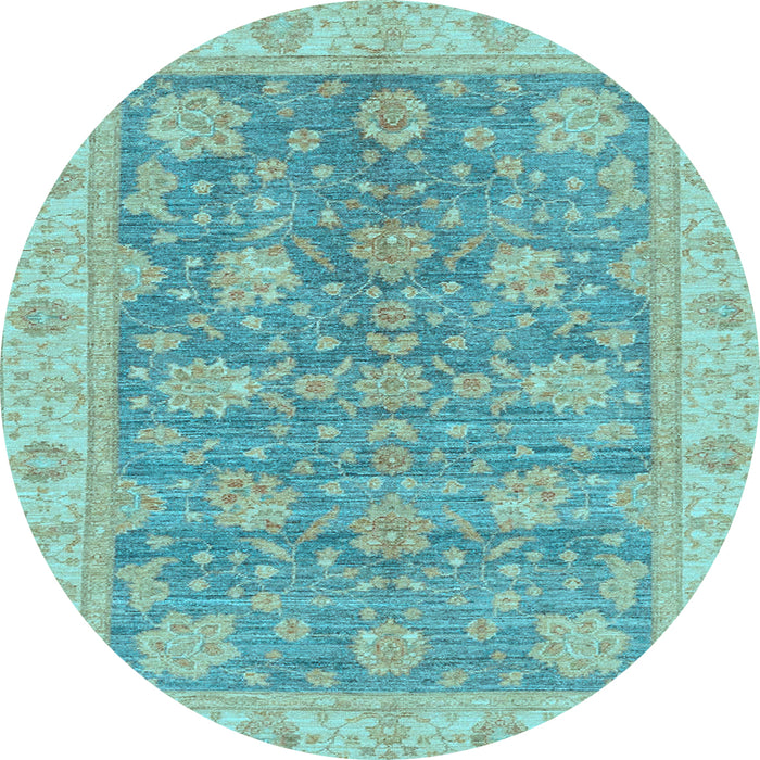 Round Abstract Light Blue Modern Rug, abs3577lblu