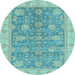 Round Abstract Light Blue Modern Rug, abs3577lblu