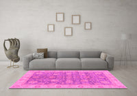 Machine Washable Abstract Pink Modern Rug, wshabs3577pnk