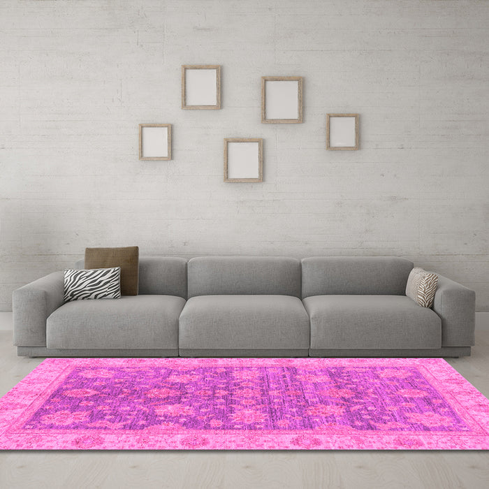 Machine Washable Abstract Pink Modern Rug in a Living Room, wshabs3577pnk
