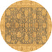 Round Abstract Brown Modern Rug, abs3577brn