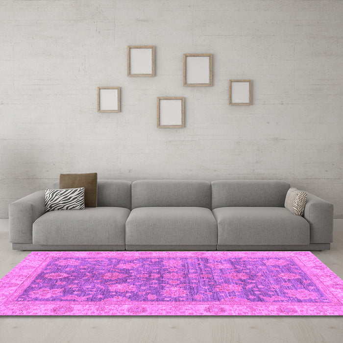 Machine Washable Abstract Purple Modern Area Rugs in a Living Room, wshabs3577pur