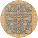 Round Machine Washable Abstract Orange Brown Rug, wshabs3577