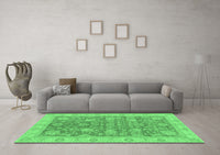 Machine Washable Abstract Emerald Green Modern Rug, wshabs3577emgrn