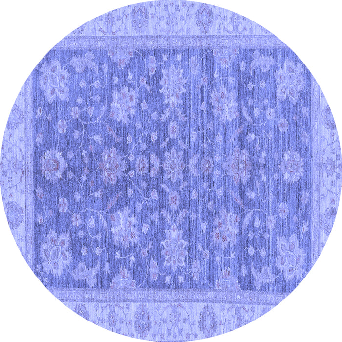 Round Abstract Blue Modern Rug, abs3577blu