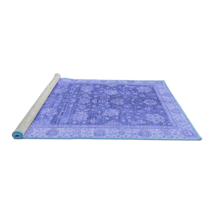 Sideview of Machine Washable Abstract Blue Modern Rug, wshabs3577blu