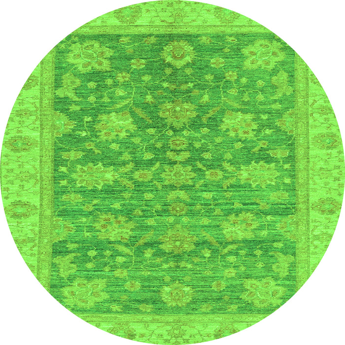 Round Abstract Green Modern Rug, abs3577grn