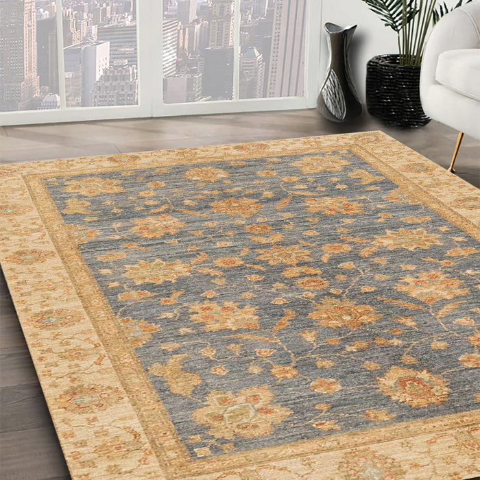 Machine Washable Abstract Orange Brown Rug in a Family Room, wshabs3577