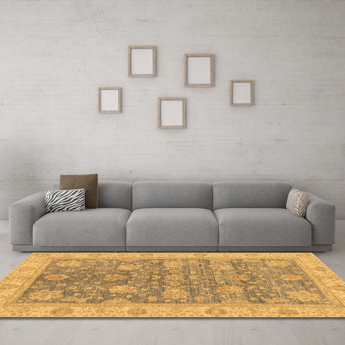 Machine Washable Abstract Brown Modern Rug in a Living Room,, wshabs3577brn