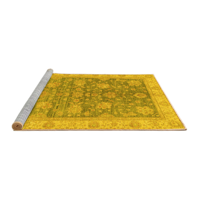 Sideview of Machine Washable Abstract Yellow Modern Rug, wshabs3577yw