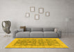 Machine Washable Abstract Yellow Modern Rug in a Living Room, wshabs3577yw