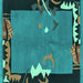 Square Abstract Turquoise Modern Rug, abs3578turq