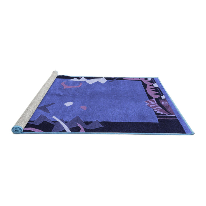 Sideview of Machine Washable Abstract Blue Modern Rug, wshabs3578blu