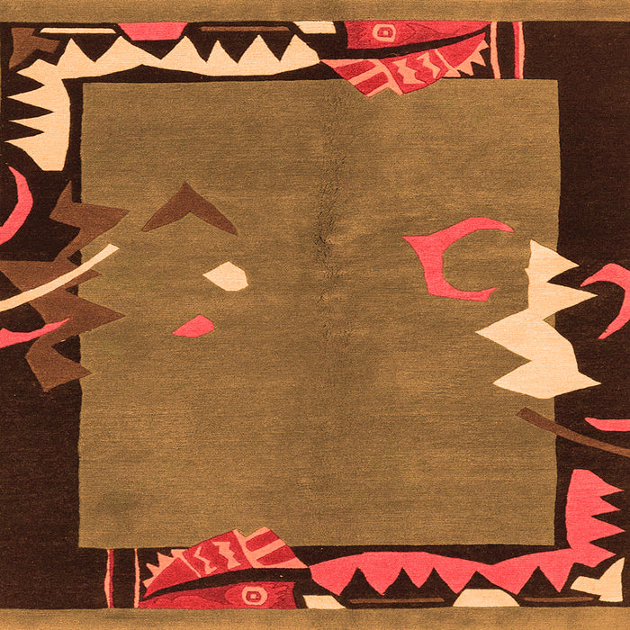 Square Machine Washable Abstract Orange Modern Area Rugs, wshabs3578org