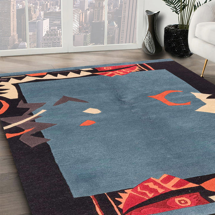 Machine Washable Abstract Purple Rug in a Family Room, wshabs3578
