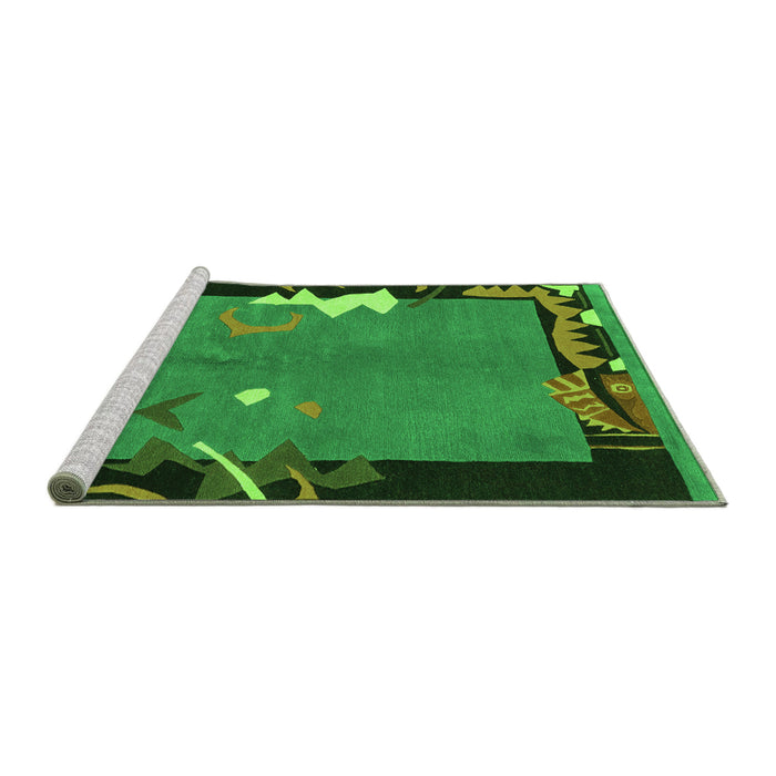 Sideview of Machine Washable Abstract Green Modern Area Rugs, wshabs3578grn